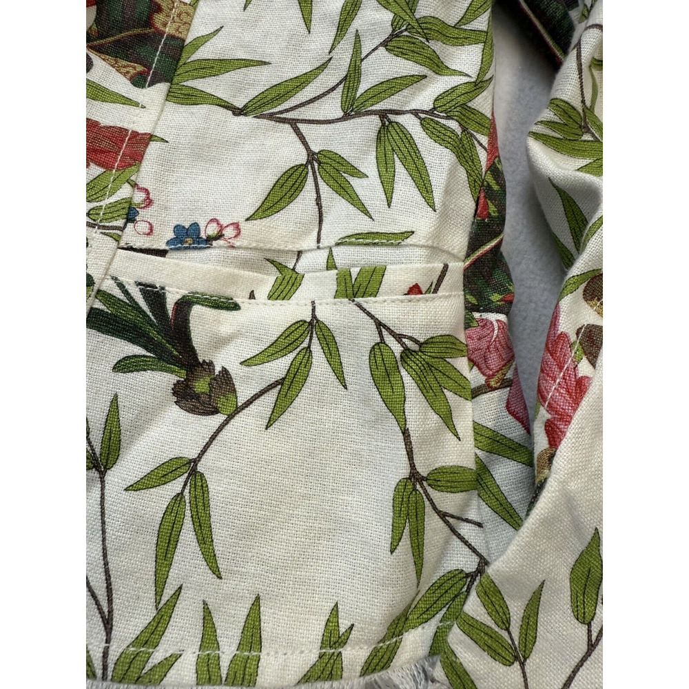 Vintage BoHo Tropical Pring Linen jacket Butterfly Bamboo Floral Size 10 Resort‎ - Picture 8 of 13